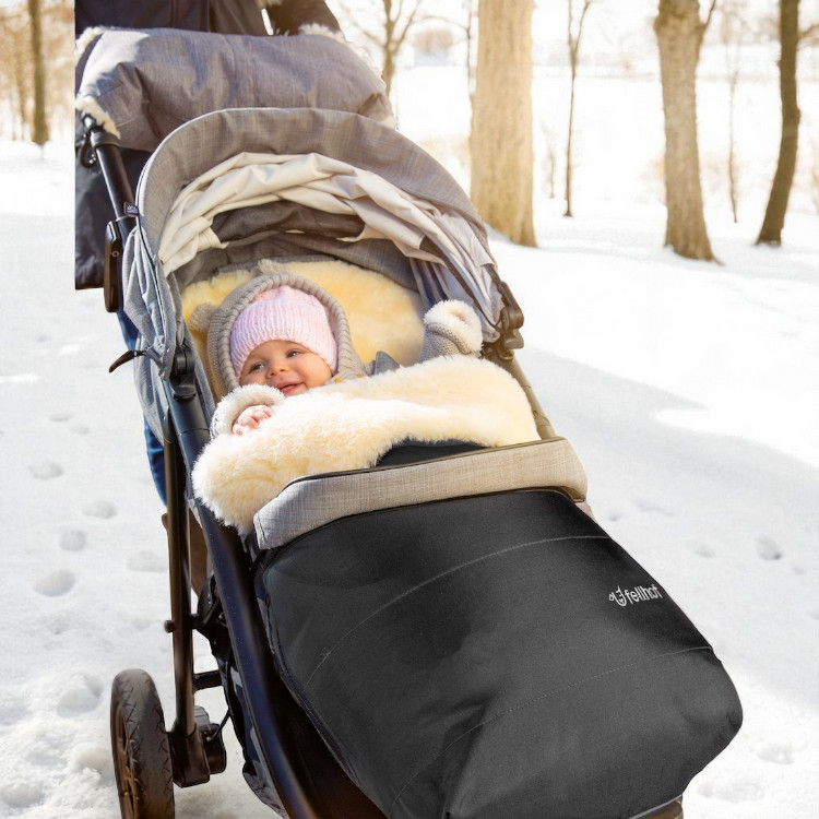 Fellhof Cozy Lammfellfußsack – Kinderwagen-Fußsack aus 100 % Merino-Lammfell, wind- & wasserabweisend, Babyladen Erlangen